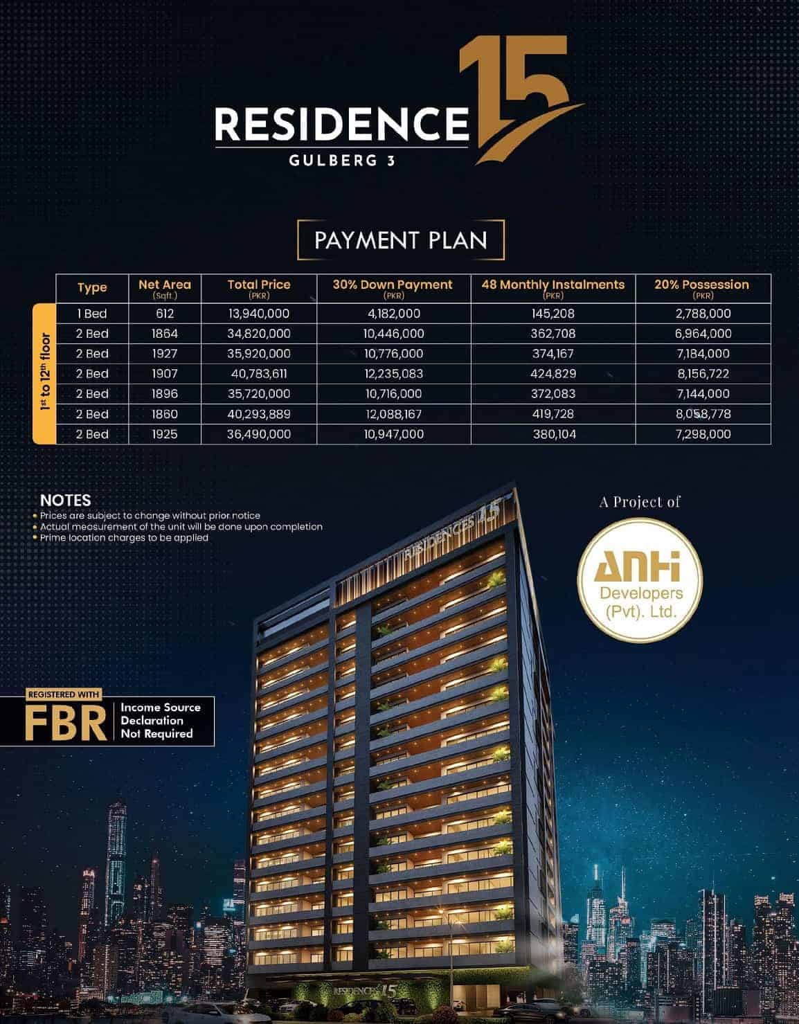 Residence 15 Payment Plan