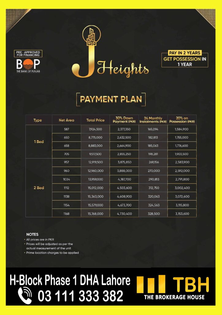 Payment Plan J Heights